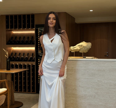 Kami Waistcoat Skirt Two-Piece Set White