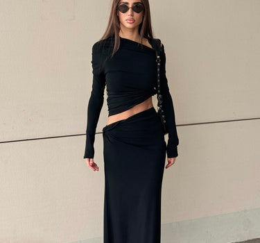 Gianna Maxi Skirt Set In Black