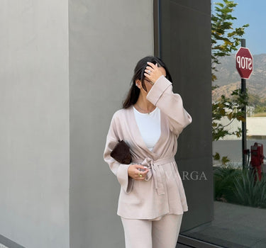 Charlotte Cardigan & Pants Beige Set